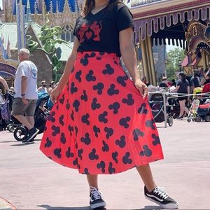 Red Mickey Mouse Midi Skirt